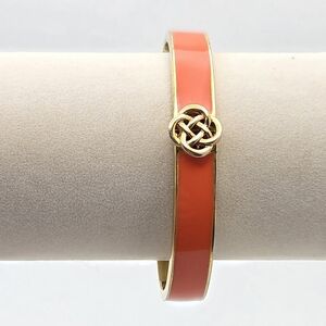 Stella & Dot Gold Tone & Orange Enamel Celtic Knot Bangle